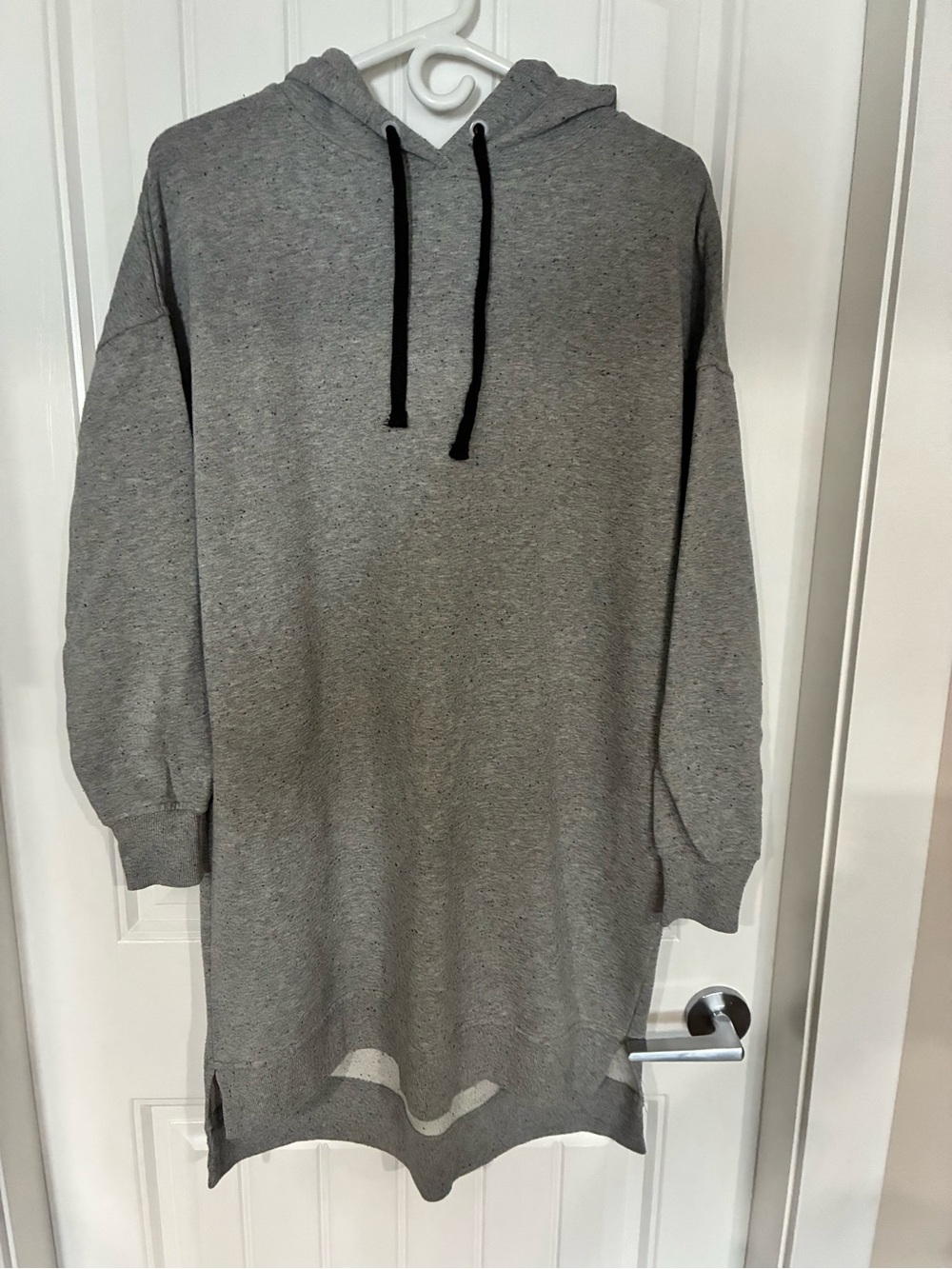 Twik Gray Hooded Sweatshirt Dress with Black Drawstrings